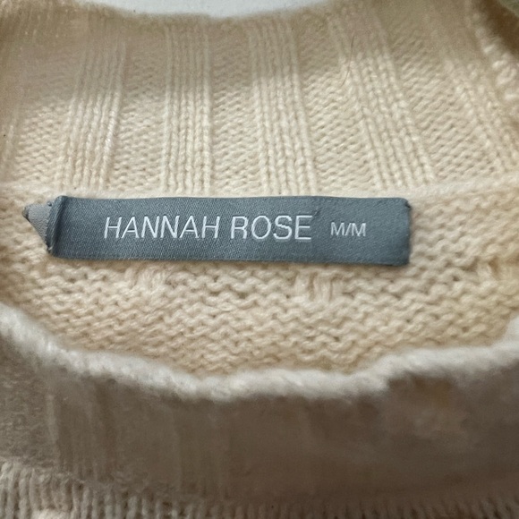 Hannah Rose Vintage Cream Nubby Fringed Wool Cashmere Cowl Neck Sweater - Picture 5 of 5